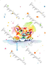 Lade das Bild in den Galerie-Viewer, Löwenfamilie in Aquarell - Set - Kunstdruck
