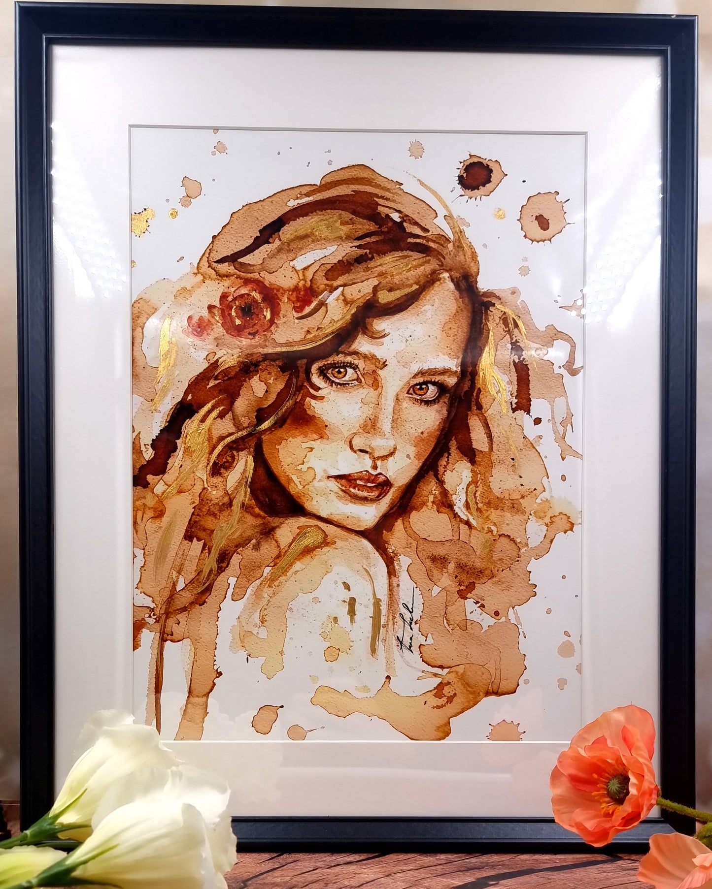 Frau in Kaffee - Kaffemalerei - Portrait Maya