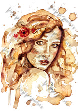 Lade das Bild in den Galerie-Viewer, Frau in Kaffee - Kaffemalerei - Portrait Maya
