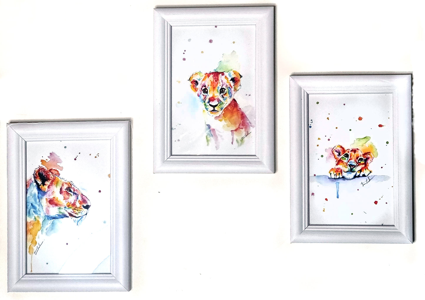Löwenfamilie in Aquarell - Set - Kunstdruck