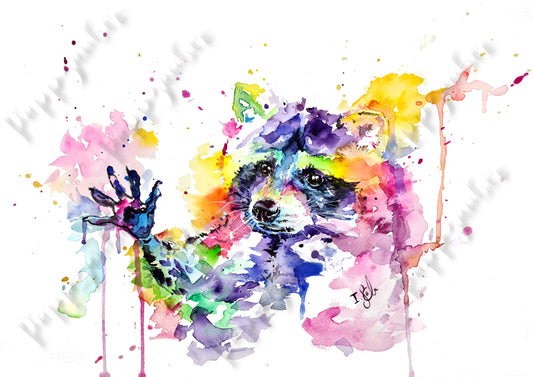 Waschbär in Aquarell - Kunstdruck - Wasily