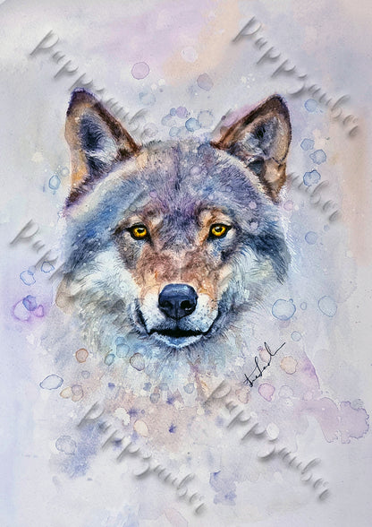 Wolf in Aquarell - Kunstdruck - Wolf Luke