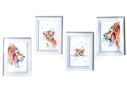 Löwenfamilie in Aquarell - Set - Kunstdruck