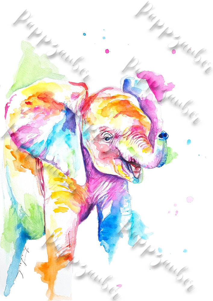 Aquarell-Kunstdruck - Elefant Mirco
