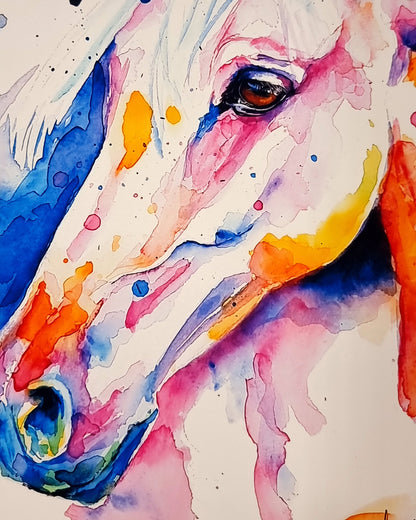 Buntes Portrait von einem Pferd - Kunstdruck - Pferd Celina