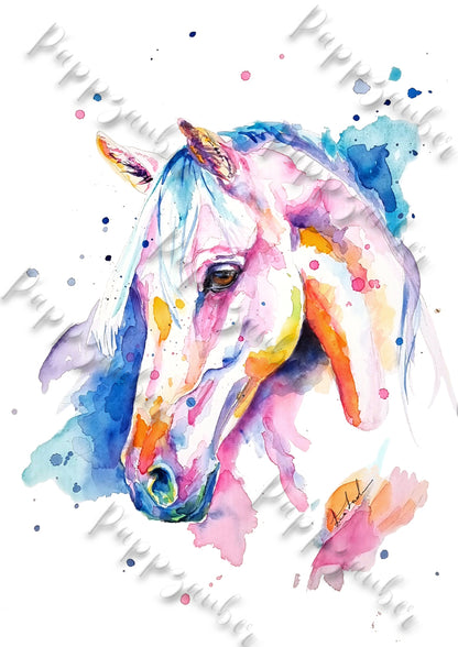 Buntes Portrait von einem Pferd - Kunstdruck - Pferd Celina