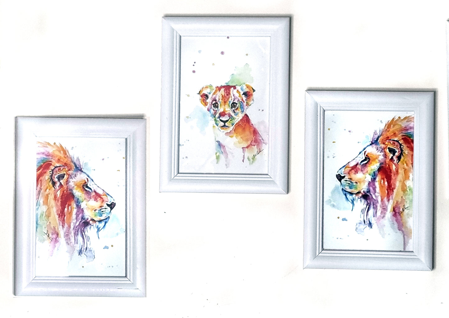 Löwenfamilie in Aquarell - Set - Kunstdruck